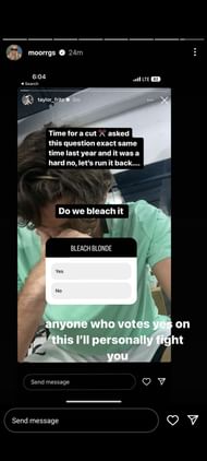 Taylor Fritz's girlfriend Morgan Riddle on his Instagram Story